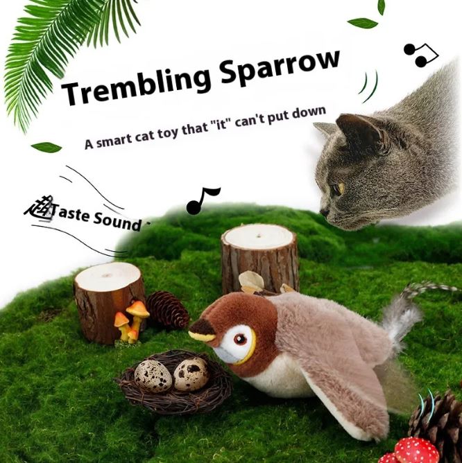 Flapping Bird Cat Toy – Interactive Feather Wand