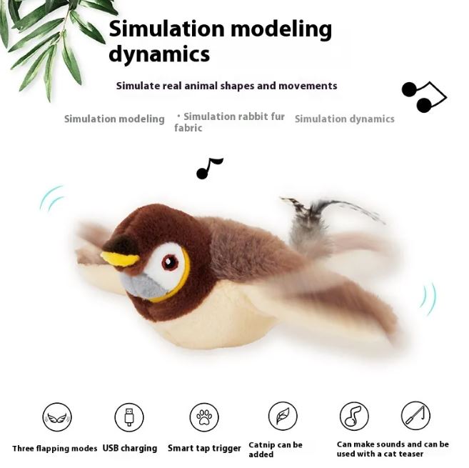 Flapping Bird Cat Toy – Interactive Feather Wand