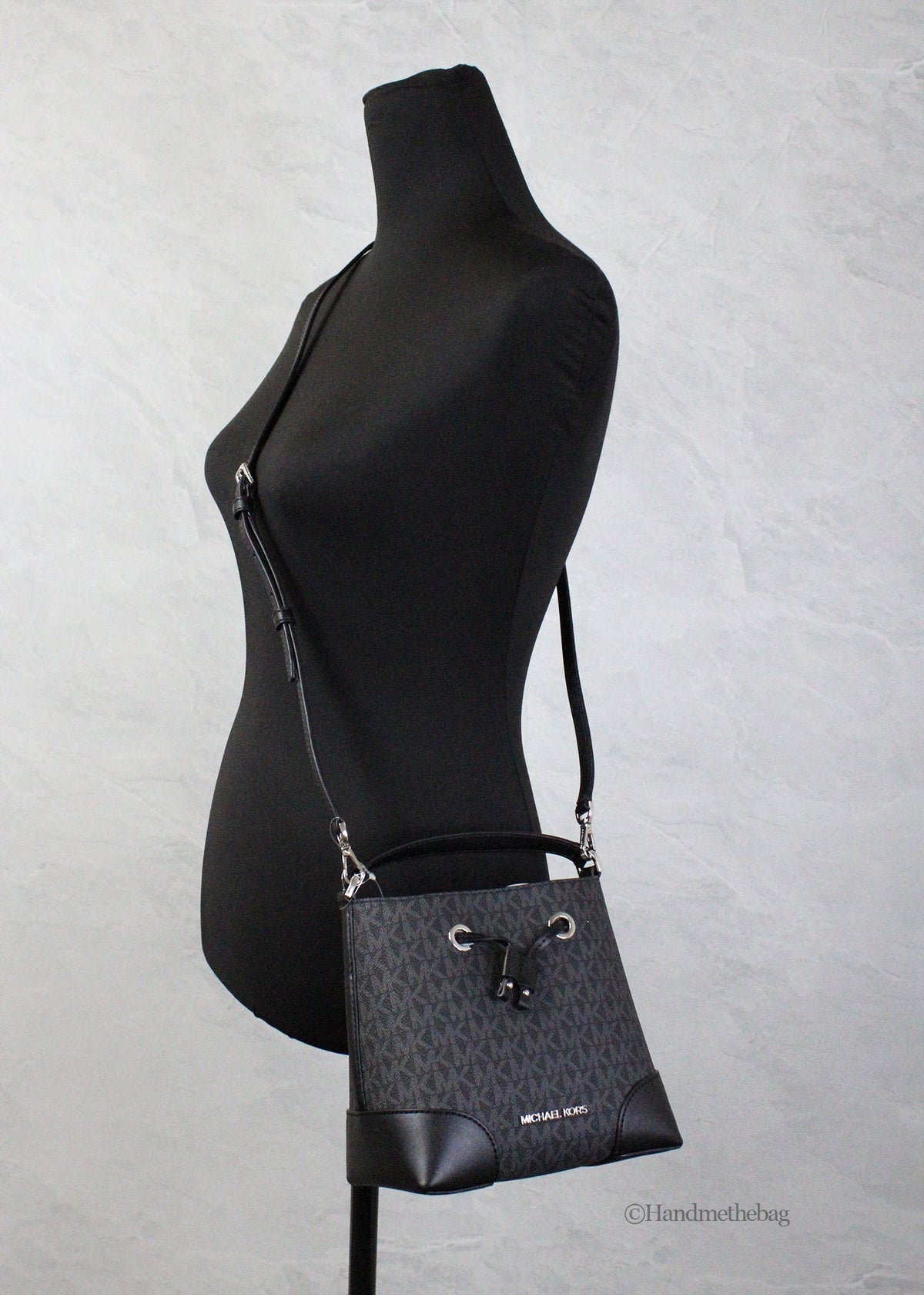 Michael Kors Mercer Small Black PVC Bucket Crossbody Bag
